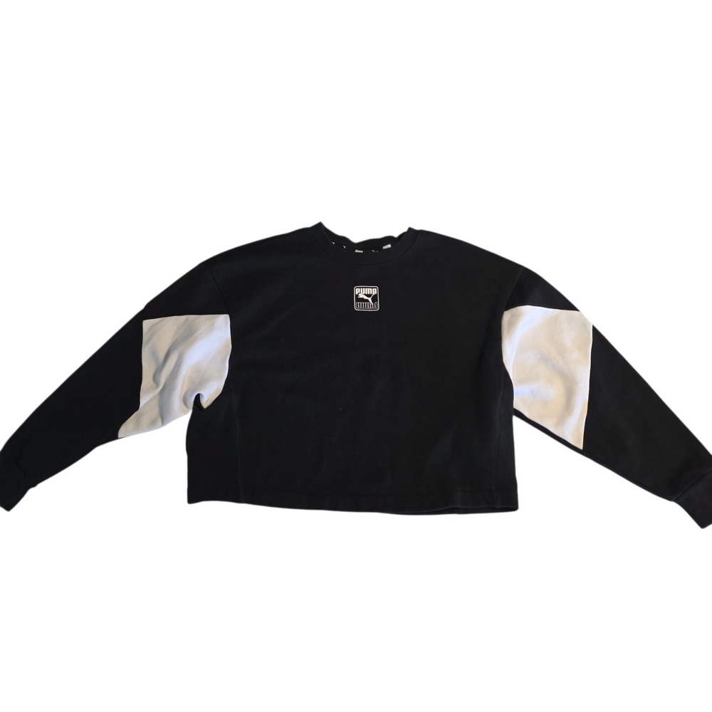 Puma Cropped Sweatshirt Puma Rebel Crew Black &‎ Heavyweight Womens Large